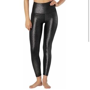 Beyond Yoga Alloy Ombre High Waisted Midi Leggings Black Silver Sparkle Small